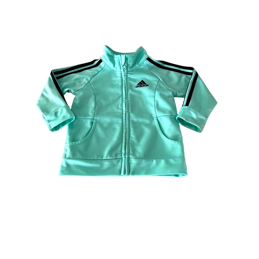Adidas Turquoise Teal  3 Stripe Zip Up Track Jacket Size Youth 12 Months